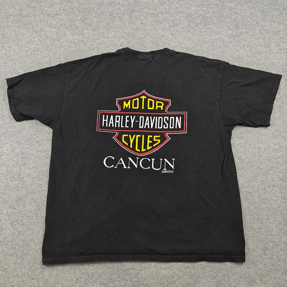 Harley-Davidson Shirt Mens 2XL Black Heavyweight Cotton Crewneck Cancun Mexico